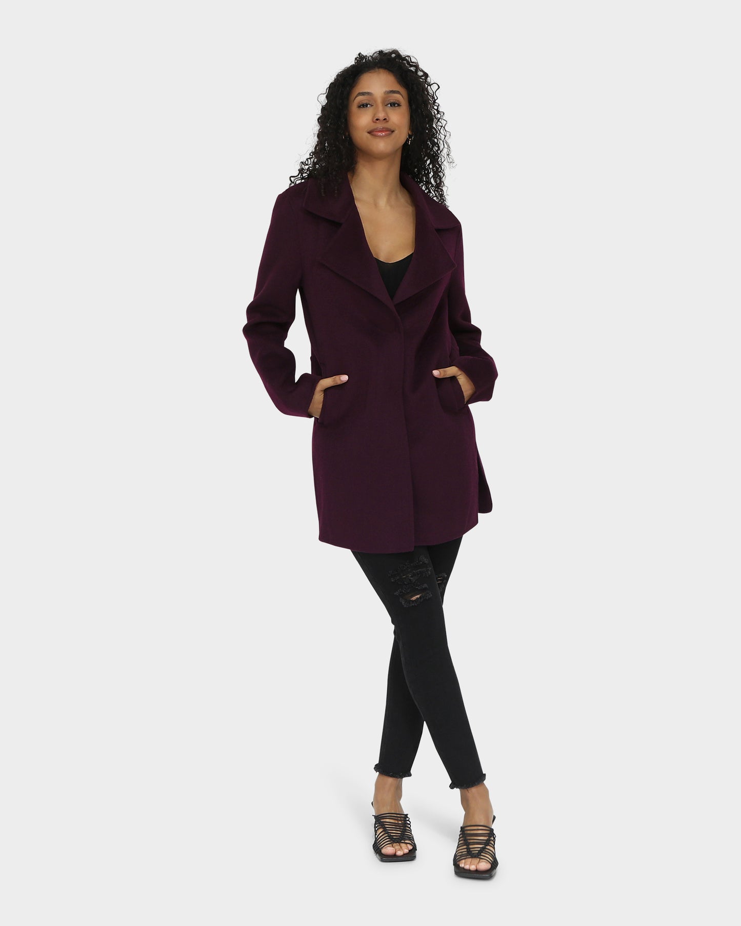 Ex-Boyfriend Wool Blend Oversized Jacket - Deep Plum