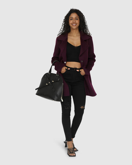 Ex-Boyfriend Wool Blend Oversized Jacket - Deep Plum