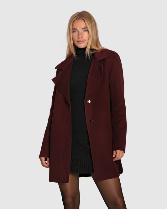 Ex-Boyfriend Wool Blend Oversized Jacket - Deep Plum