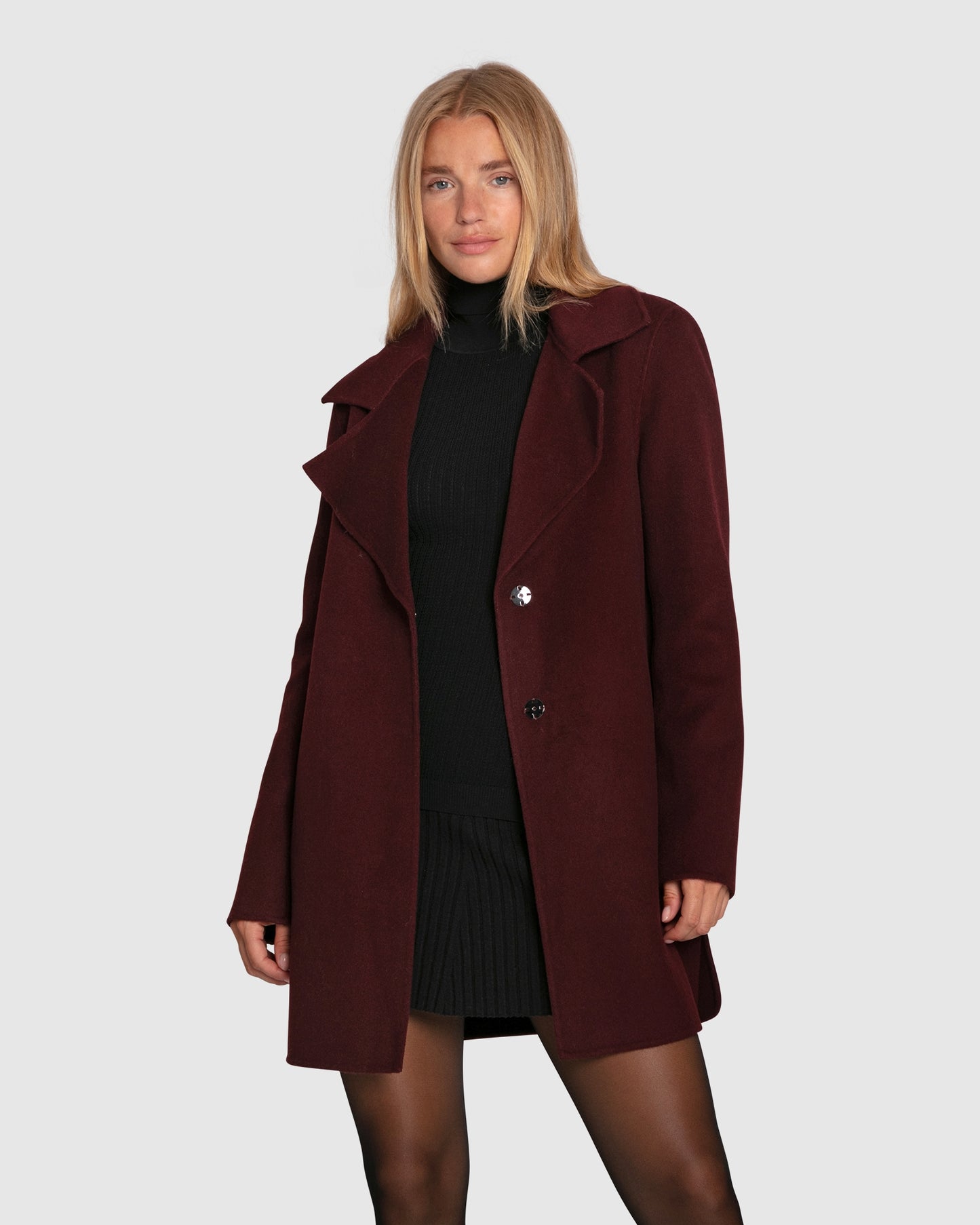 Ex-Boyfriend Wool Blend Oversized Jacket - Burgundy