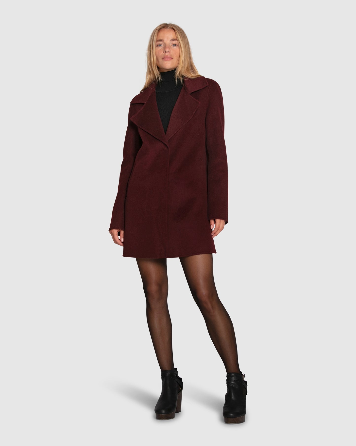 Ex-Boyfriend Wool Blend Oversized Jacket - Burgundy