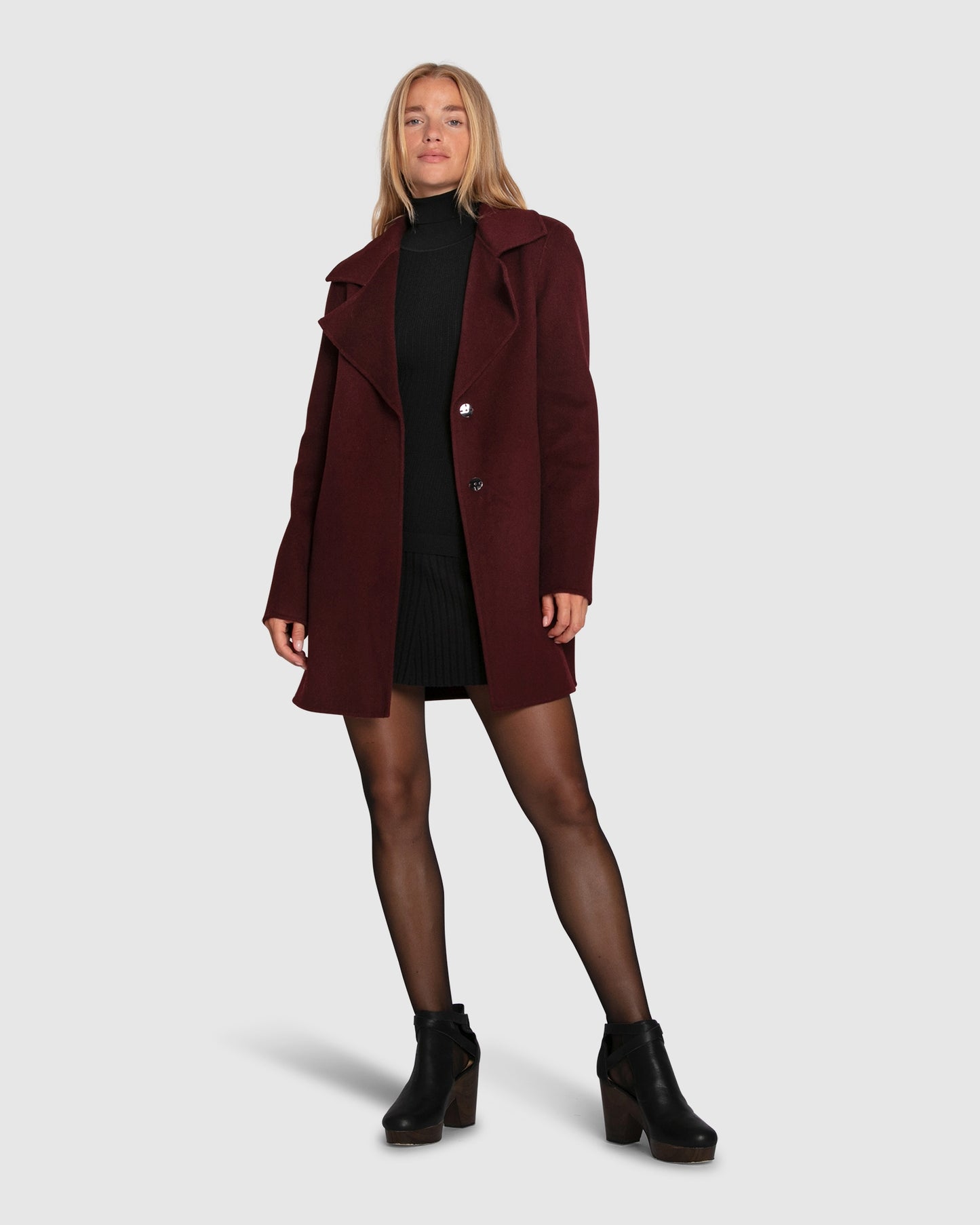 Ex-Boyfriend Wool Blend Oversized Jacket - Burgundy