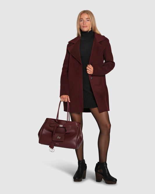 Ex-Boyfriend Wool Blend Oversized Jacket - Burgundy