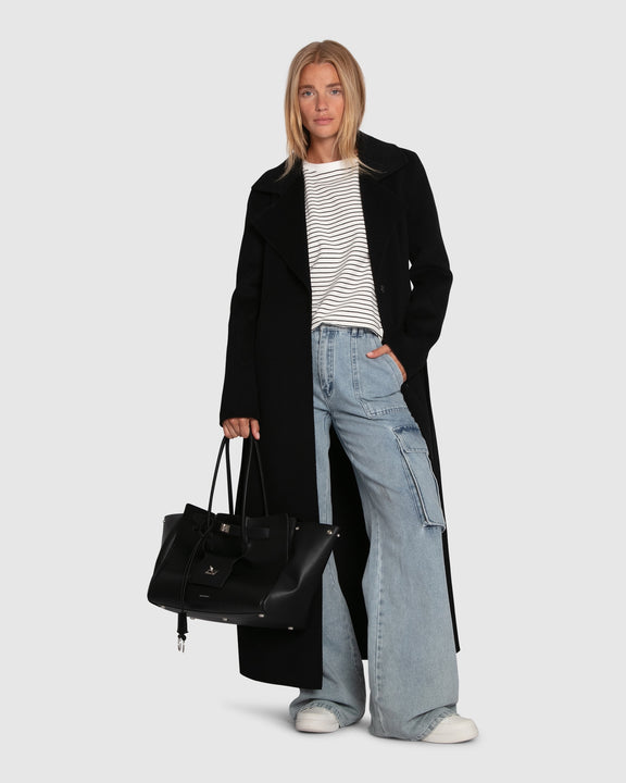 Ex-Boyfriend Wool Blend Maxi Coat - Black