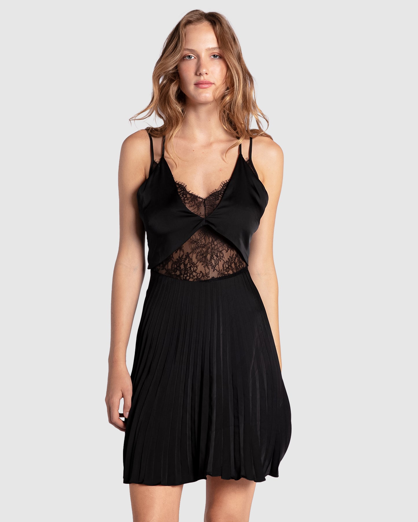 Feel It Still Lace Trim Mini Dress - Black