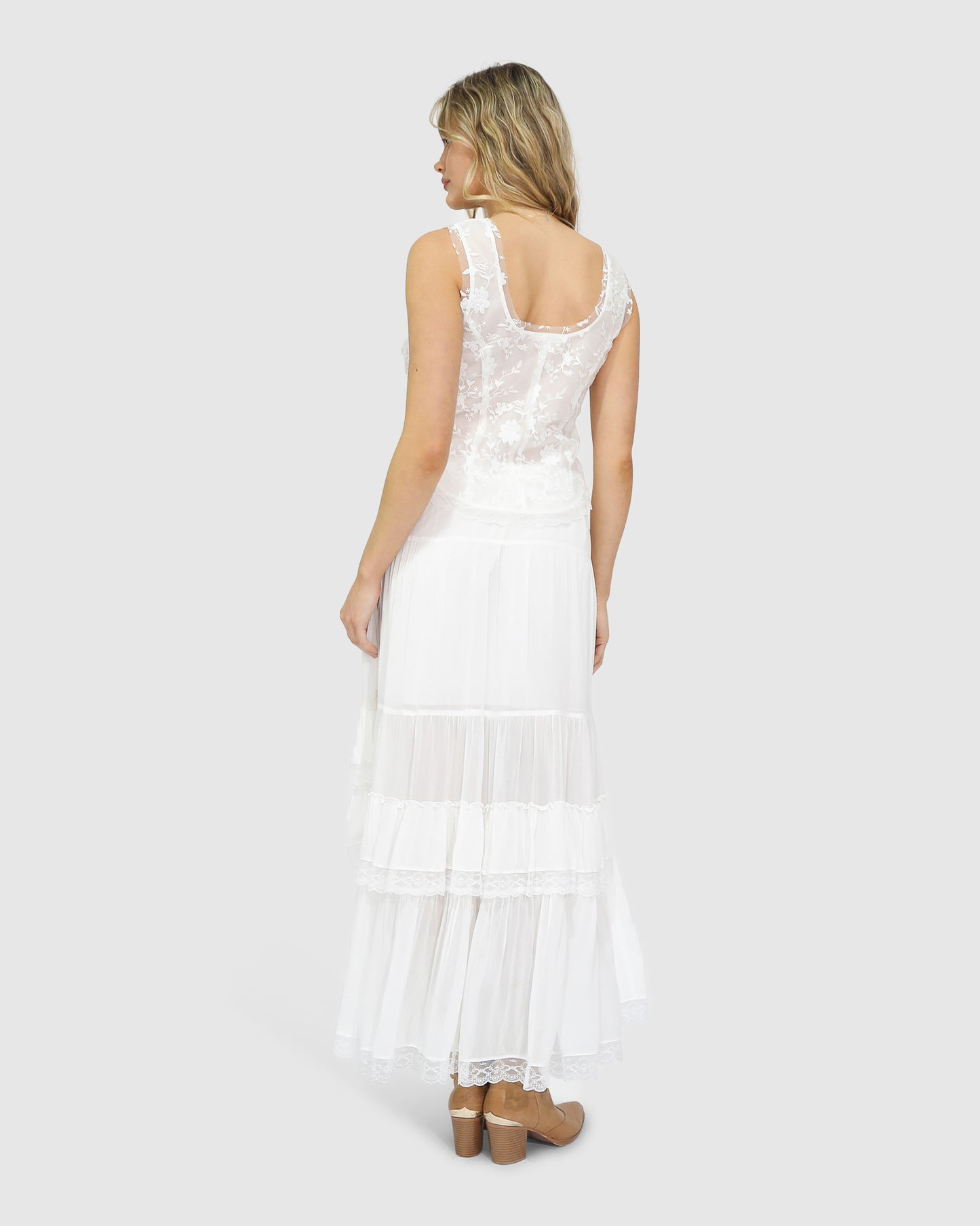 Future Lover Sheer Lace Button Up Blouse - White