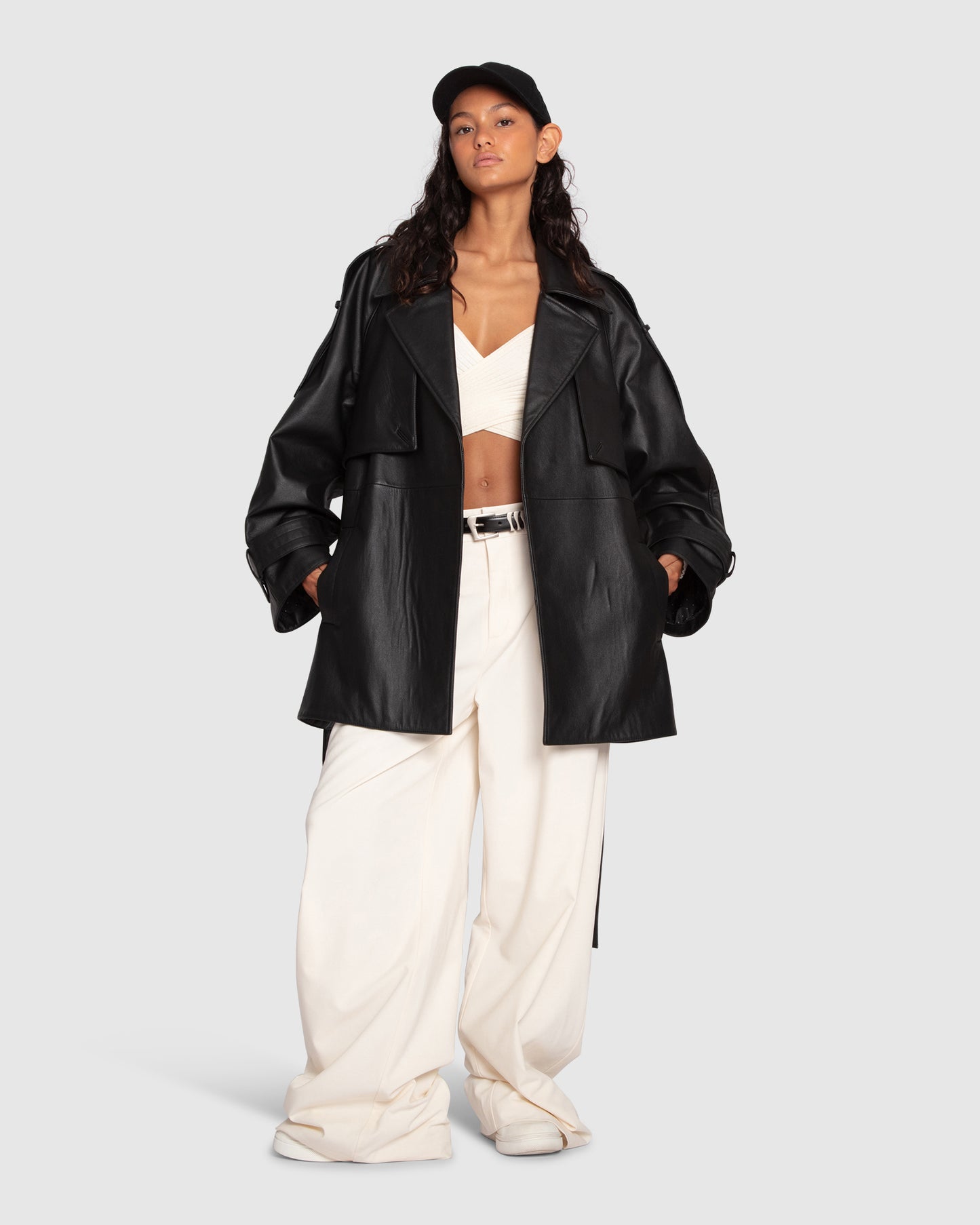 Forevermore Leather Trench Coat - Black