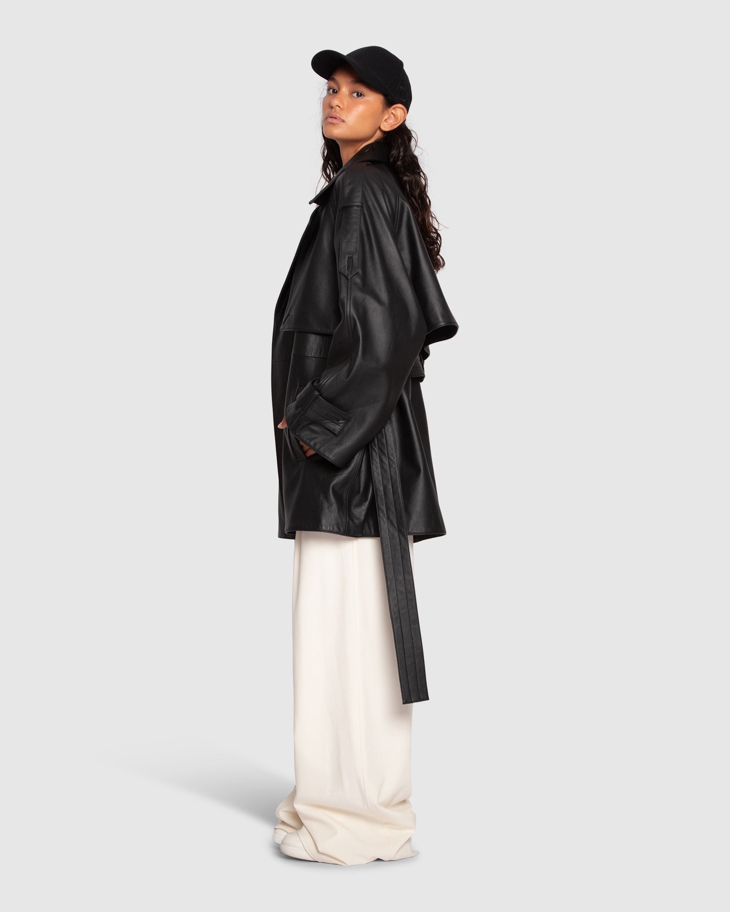 Forevermore Leather Trench Coat - Black