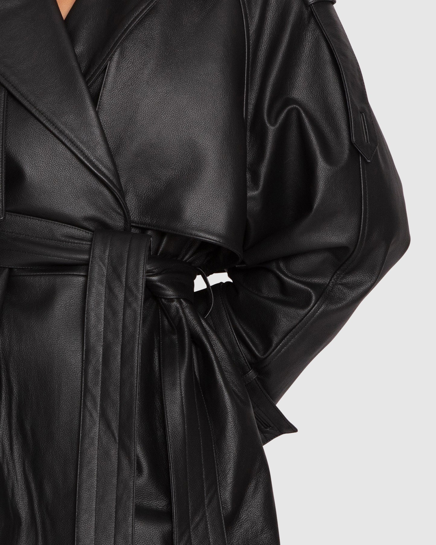 Forevermore Leather Trench Coat - Black