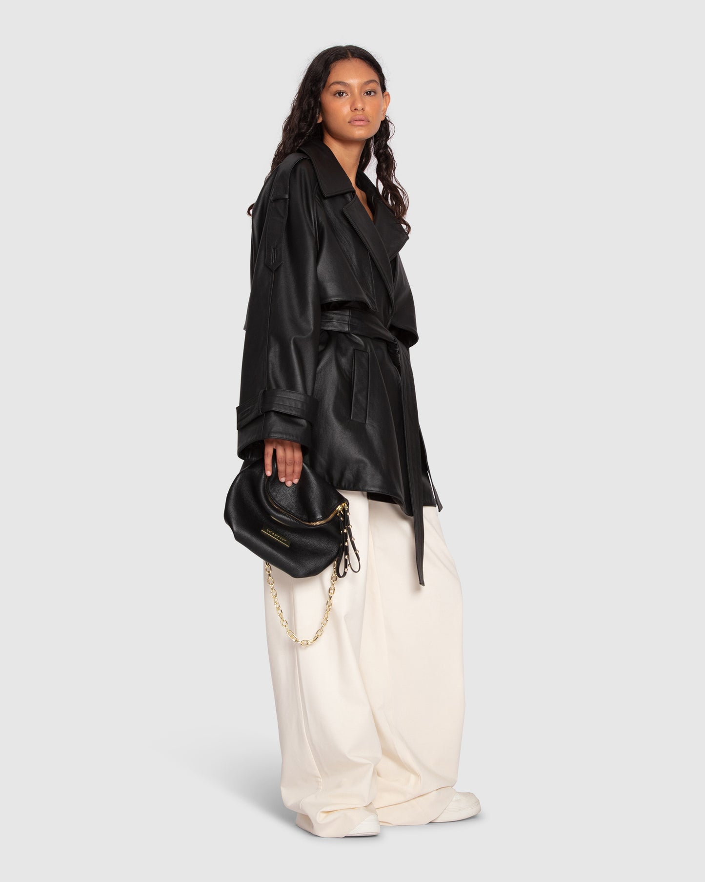 Forevermore Leather Trench Coat - Black
