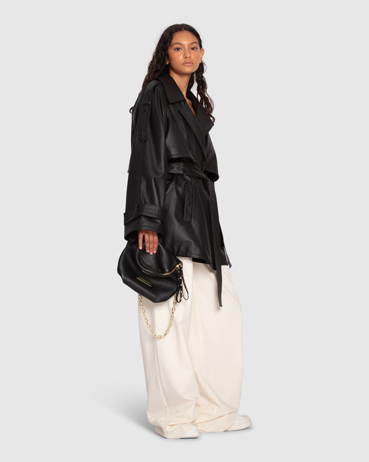 Forevermore Leather Trench Coat - Black