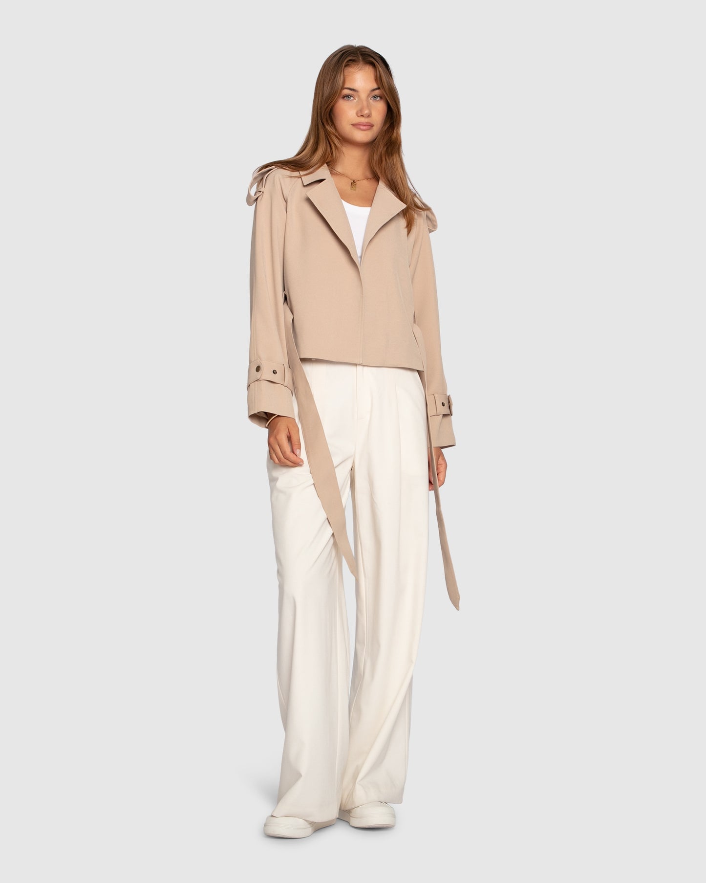 Fast Car Cropped Trench - Light Camel