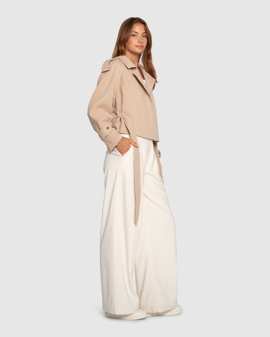 Fast Car Cropped Trench - Light Camel