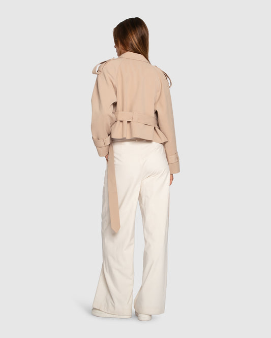 Fast Car Cropped Trench - Light Camel