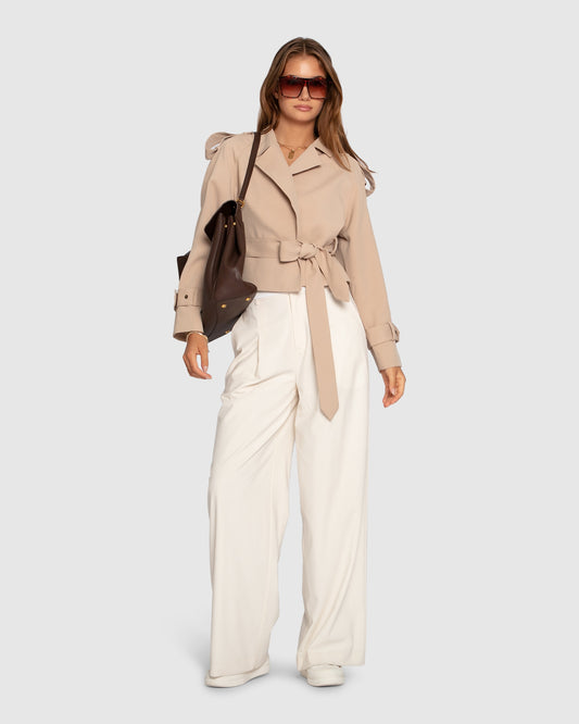 Fast Car Cropped Trench - Light Camel