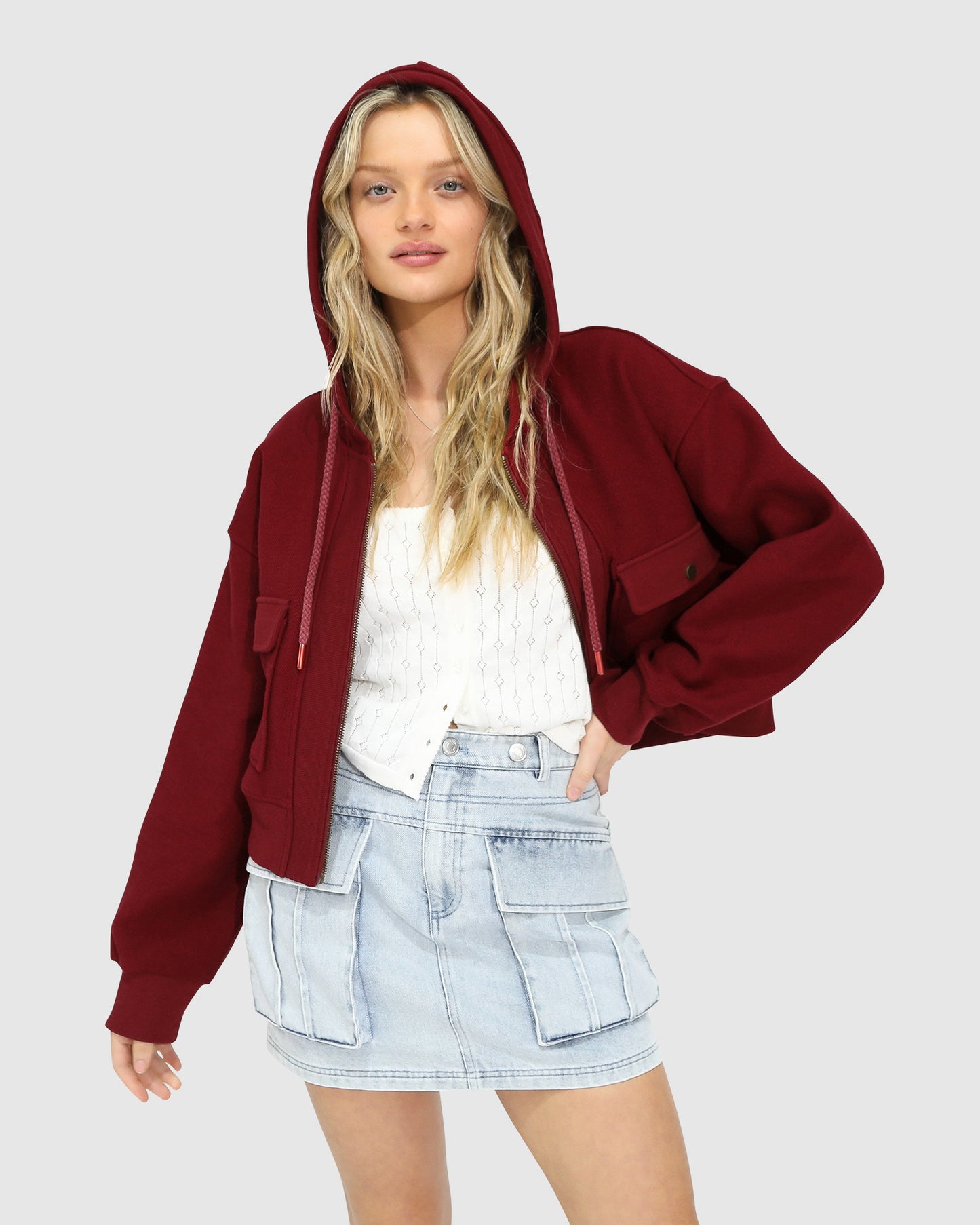 Fireside Hooded Utility Jacket - Burgundy