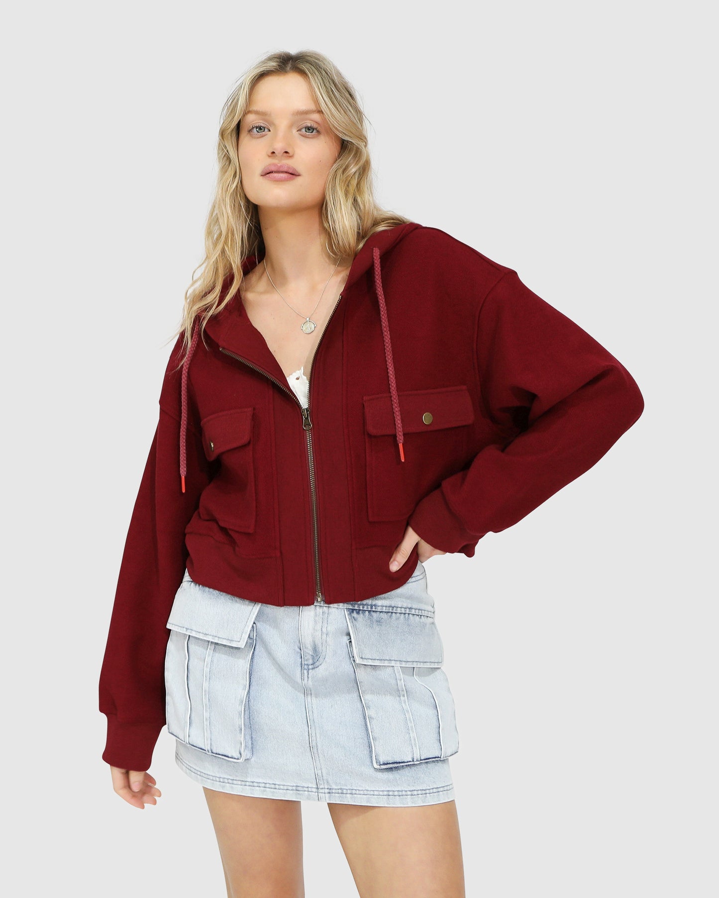 Fireside Hooded Utility Jacket - Burgundy