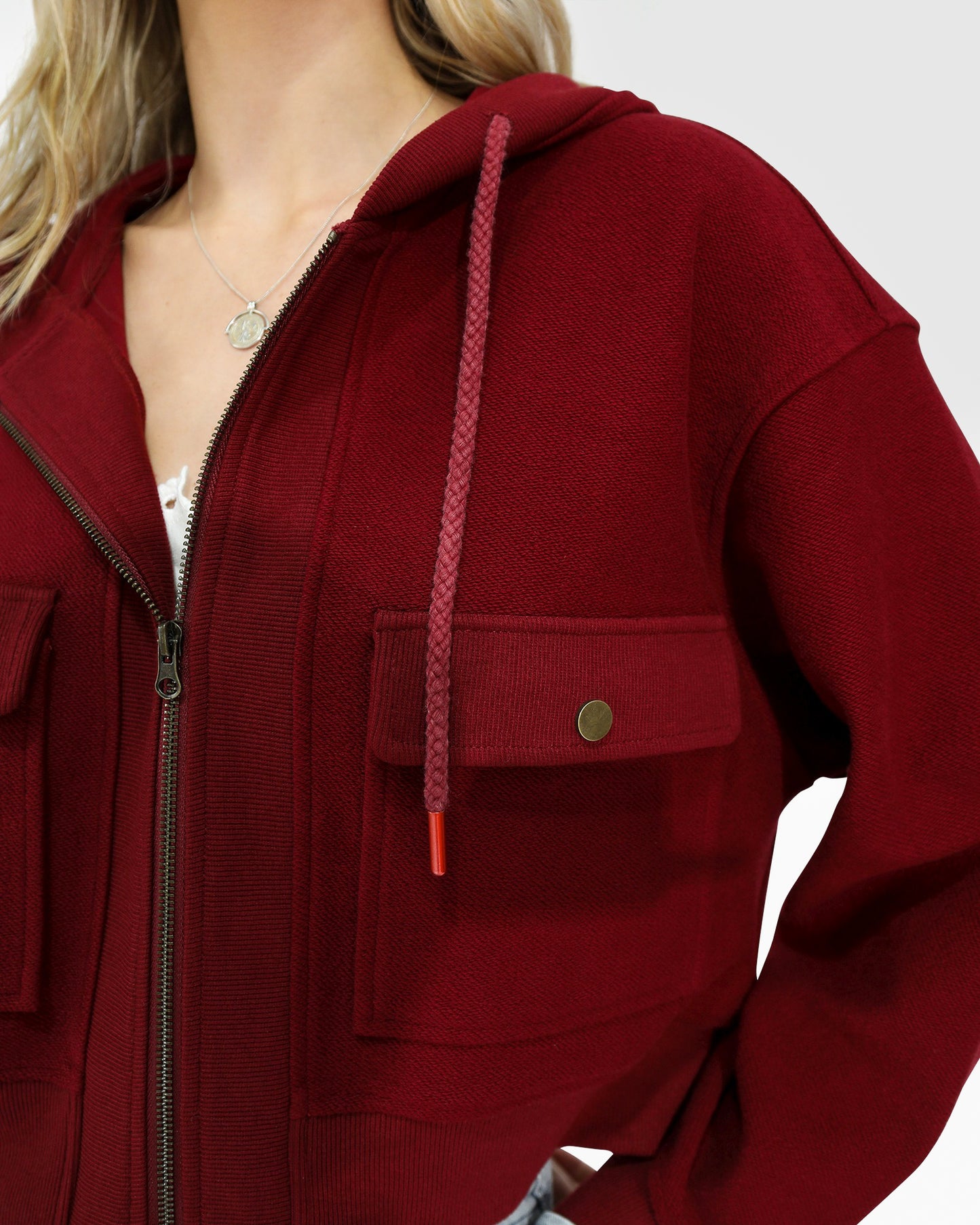 Fireside Hooded Utility Jacket - Burgundy