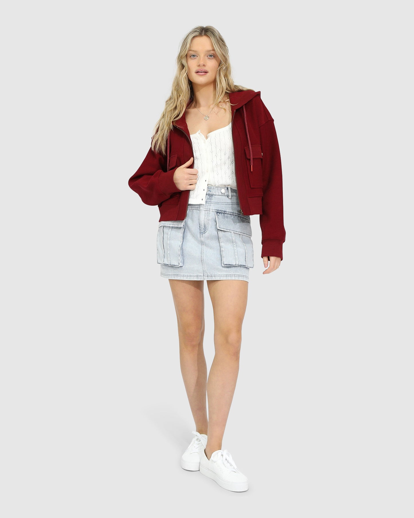 Fireside Hooded Utility Jacket - Burgundy