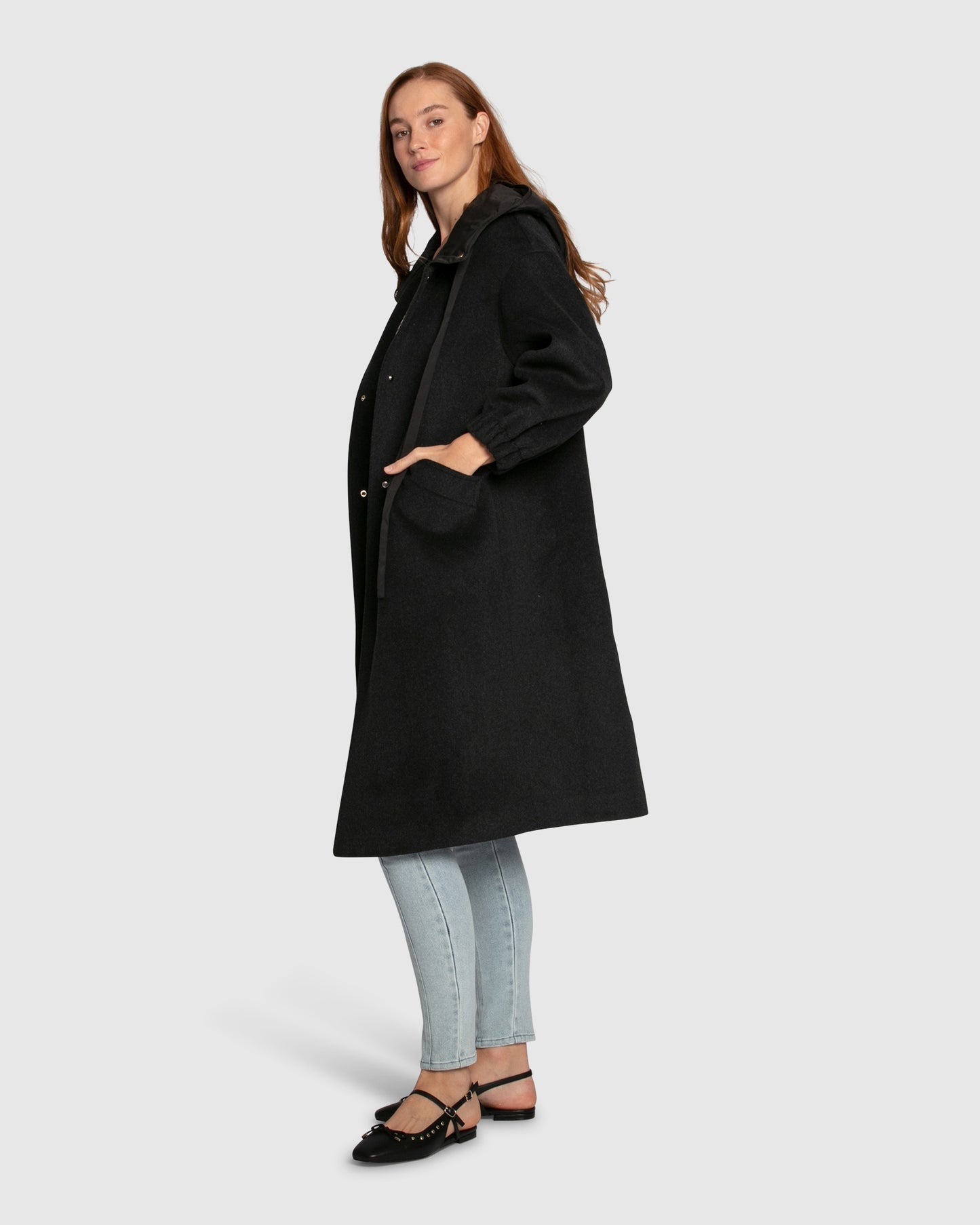 Fantasy Land Wool Blend Hooded Coat - Charcoal