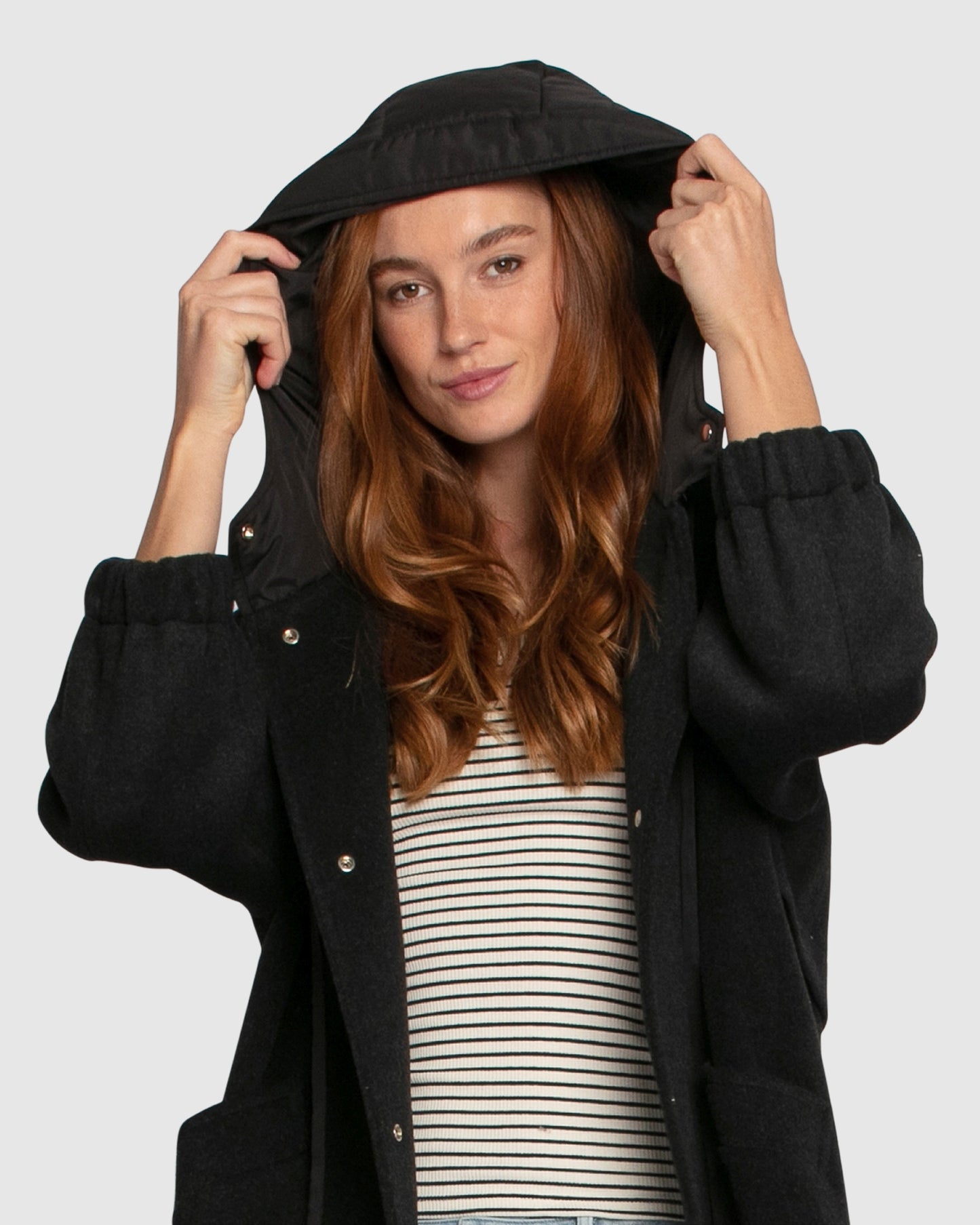 Fantasy Land Wool Blend Hooded Coat - Charcoal