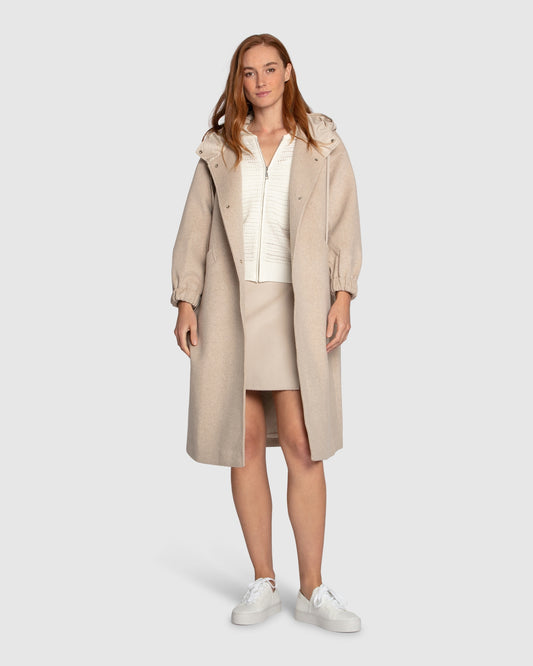 Fantasy Land Wool Blend Hooded Coat - Sand