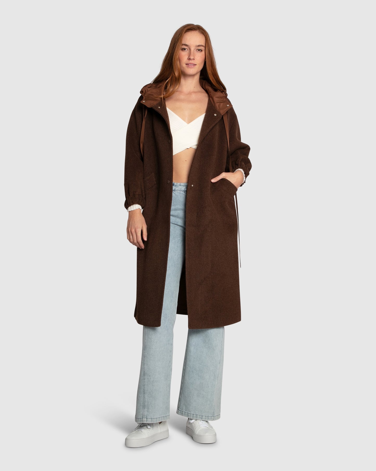 Fantasy Land Wool Blend Hooded Coat - Brown