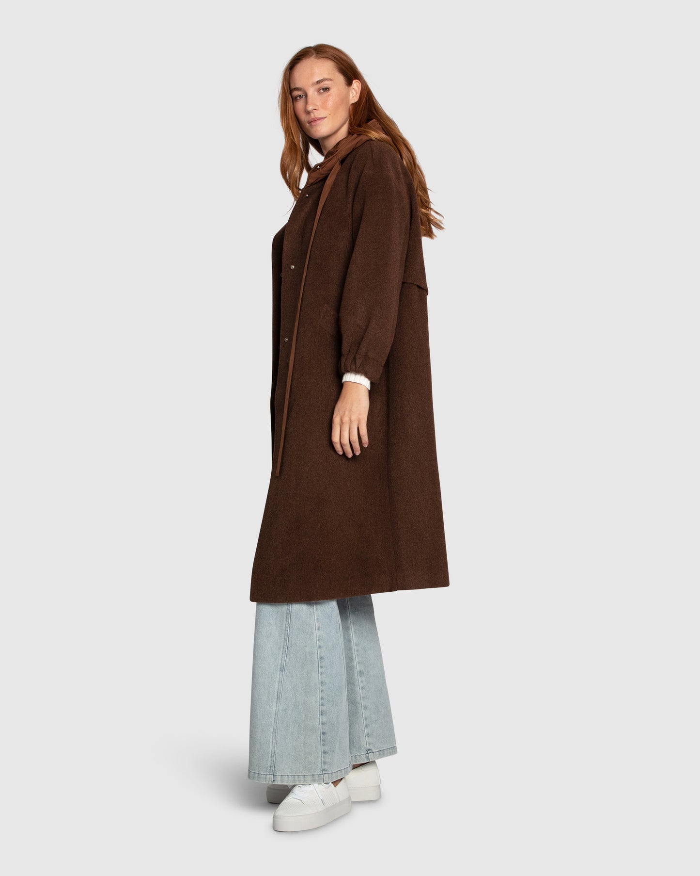 Fantasy Land Wool Blend Hooded Coat - Brown