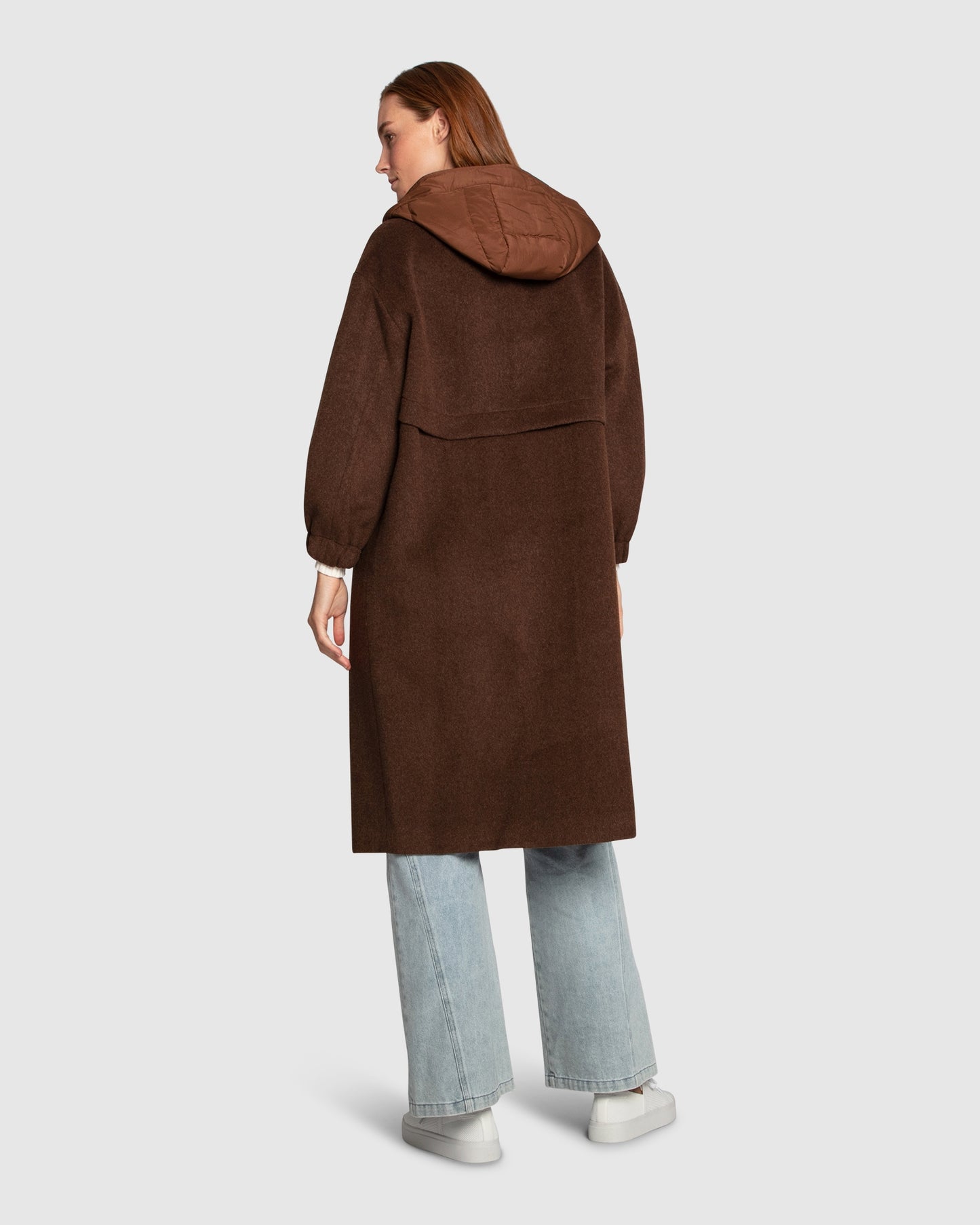 Fantasy Land Wool Blend Hooded Coat - Brown