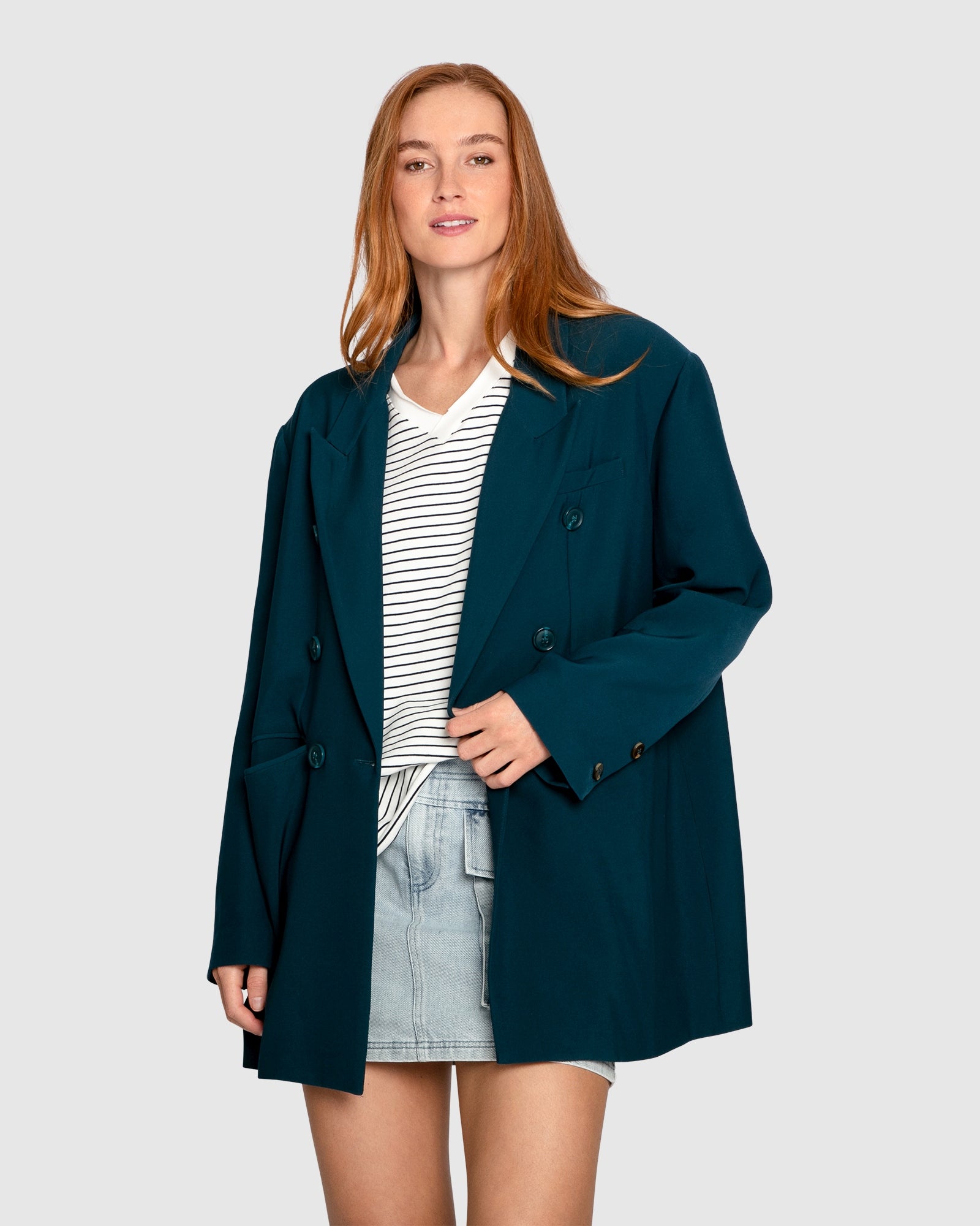 Belle & Bloom Found in the Wild Blazer dark blue – fabric and tailoring detail