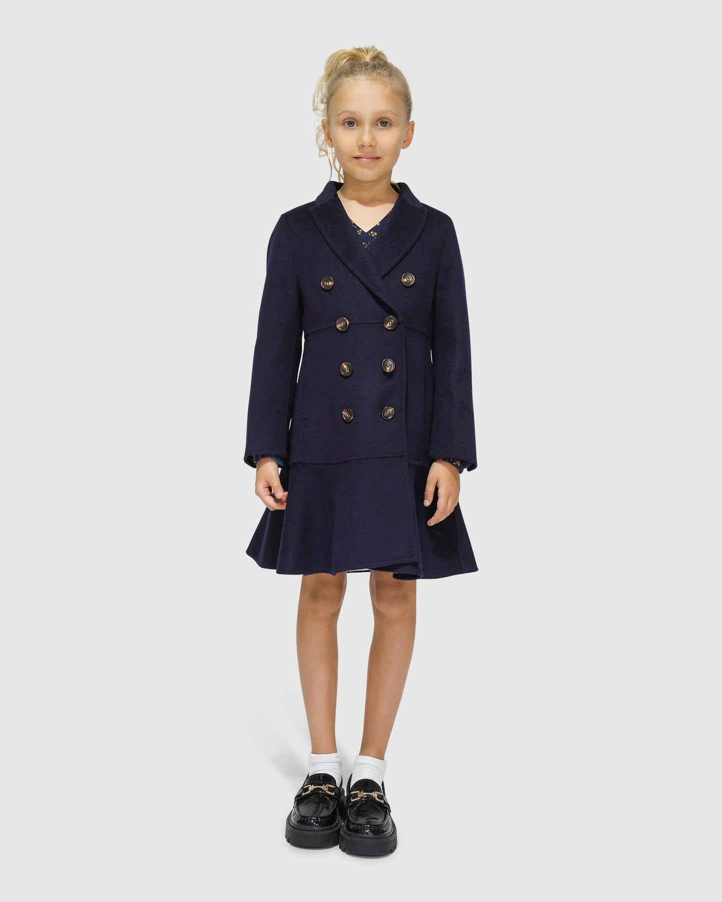 Good Manners Wool Blend Fitted Coat - Navy