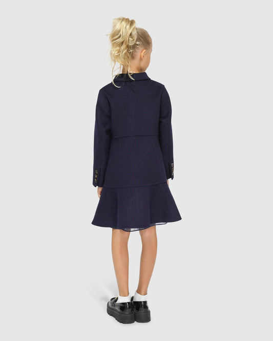 Good Manners Wool Blend Fitted Coat - Navy