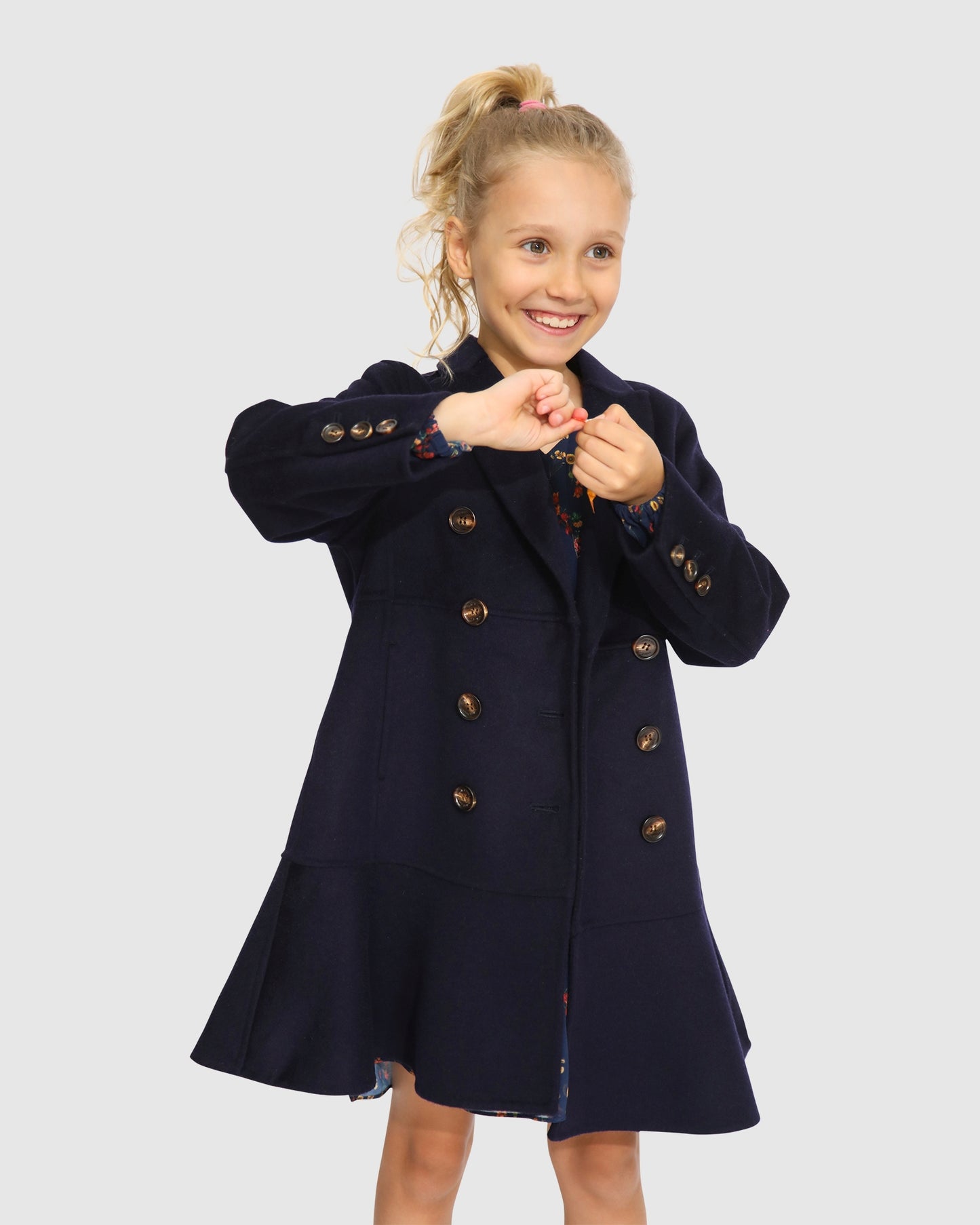 Good Manners Wool Blend Fitted Coat - Navy