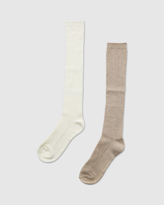 Go For It 2 Pack Socks - Cream & Beige