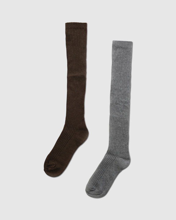 Go For It 2 Pack Socks - Brown & Grey