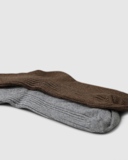 Go For It 2 Pack Socks - Brown & Grey