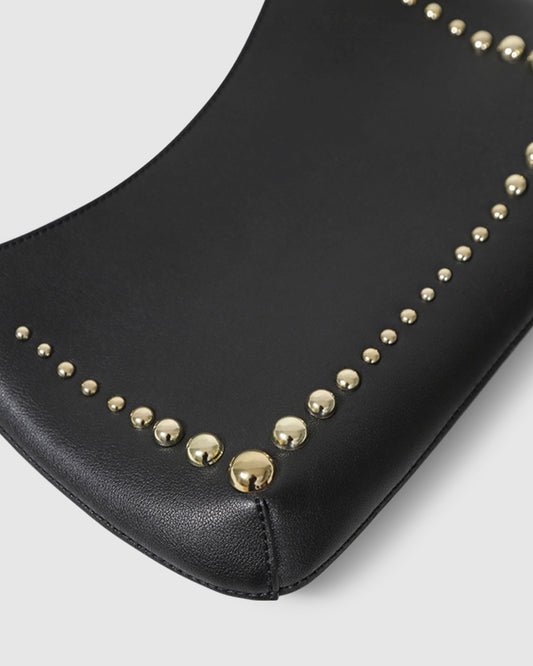 Girls Like Us Studded Leather Shoulder Bag - Black