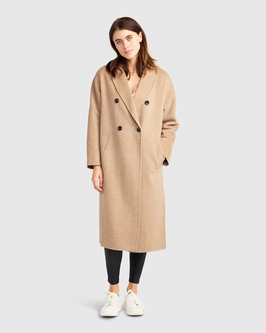 Guestlist Oversized Double Breasted Coat - Oat