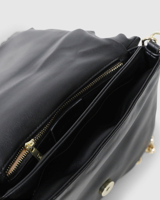 Hanging On Leather Handbag - Black