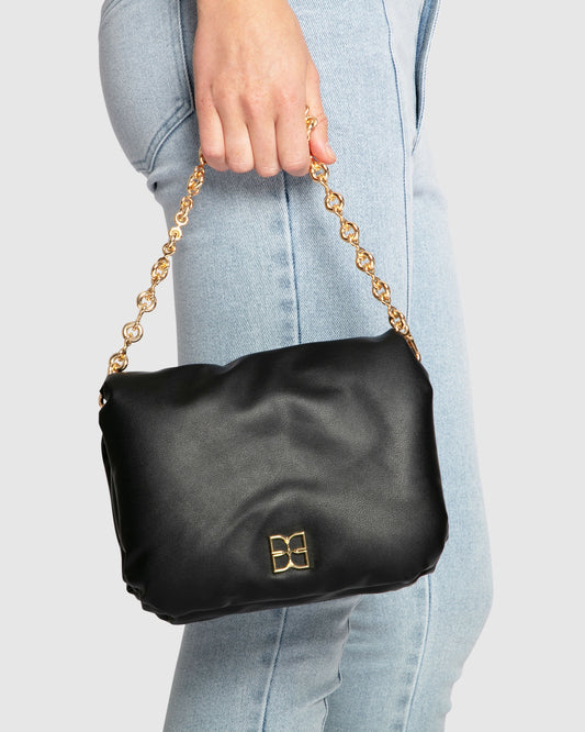 Hanging On Leather Handbag - Black