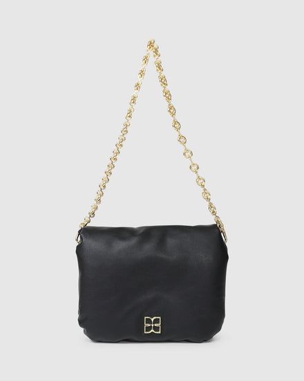 Hanging On Leather Handbag - Black