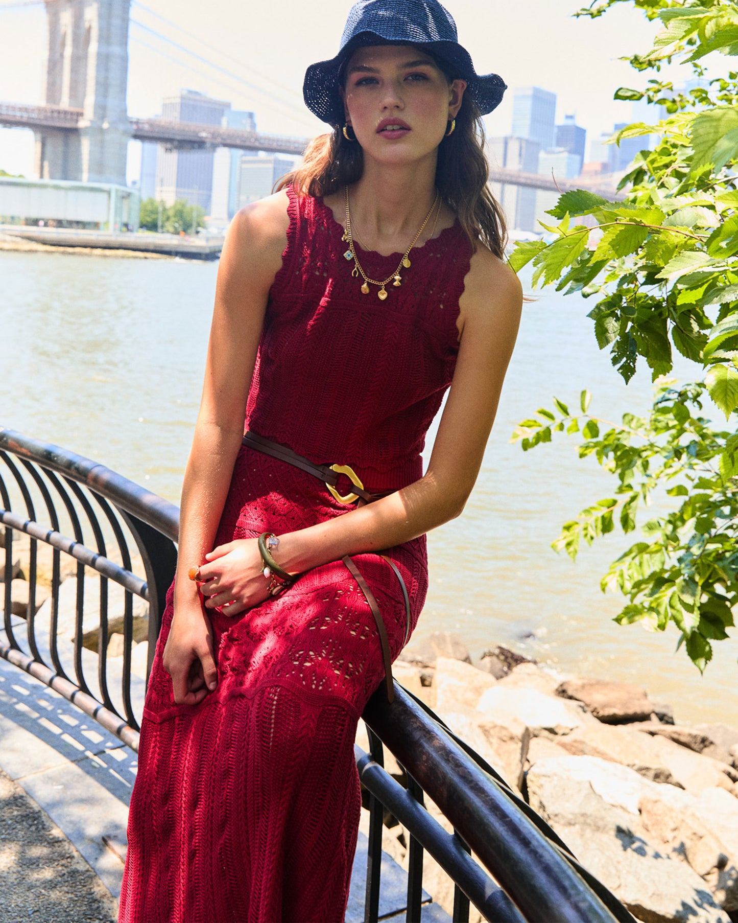 Harvest Haze Crochet Maxi Skirt - Berry