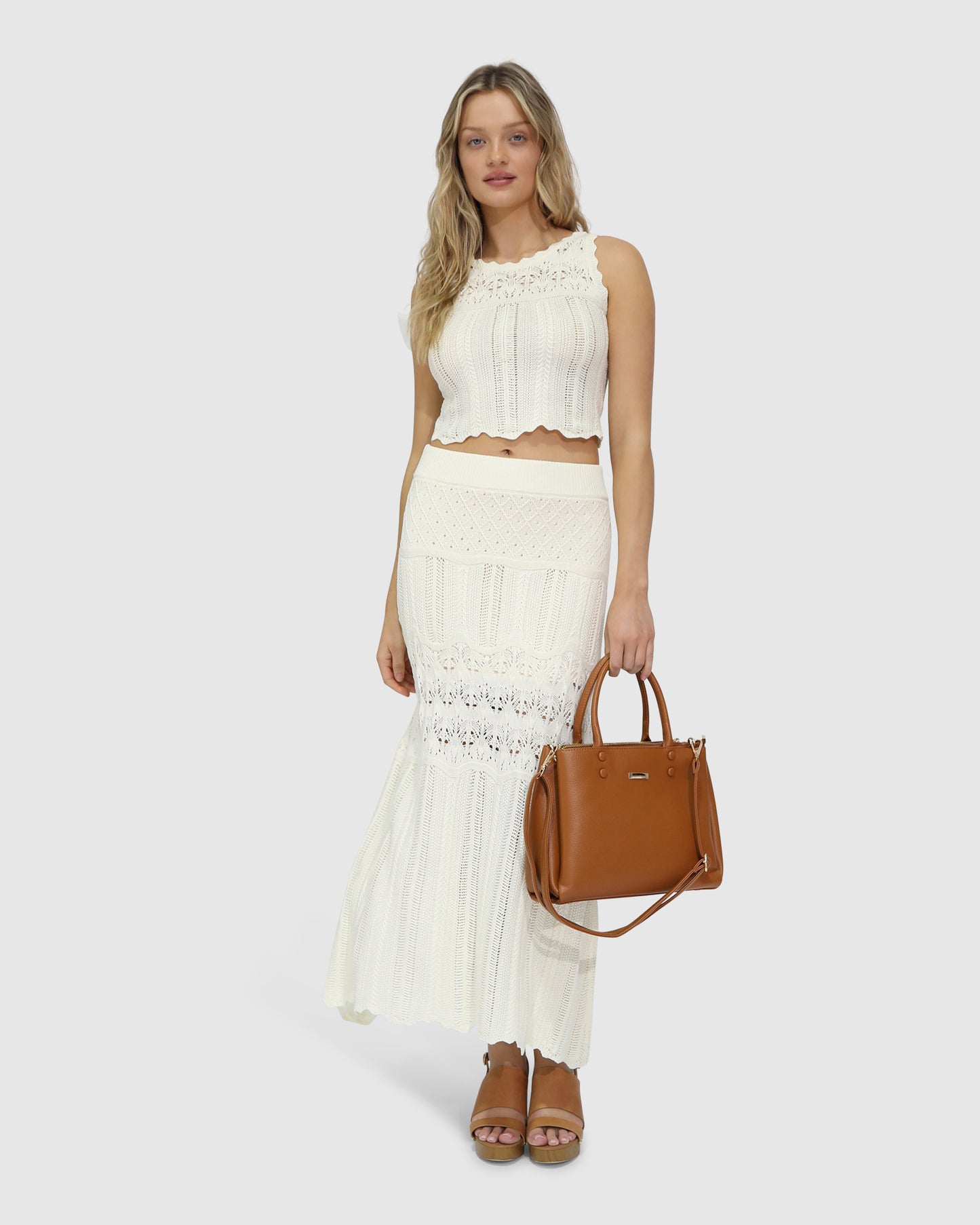 Harvest Haze Crochet Maxi Skirt - Cream