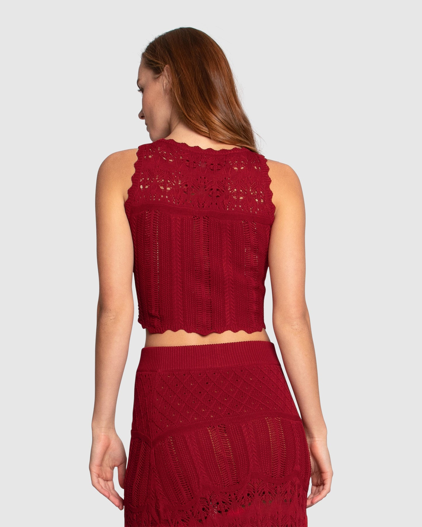 Harvest Haze Crochet Crop Top - Berry