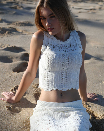 Harvest Haze Crochet Crop Top - Cream
