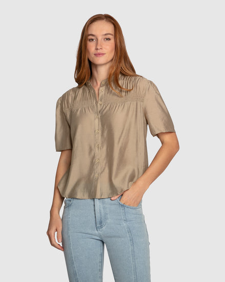Honeylace Short Sleeve Blouse - Marigold