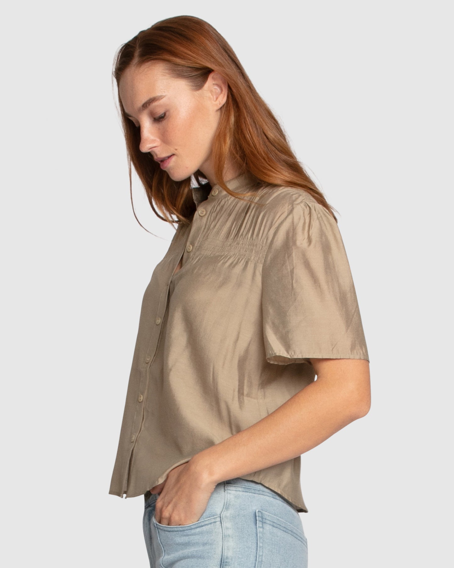 Honeylace Short Sleeve Blouse - Marigold