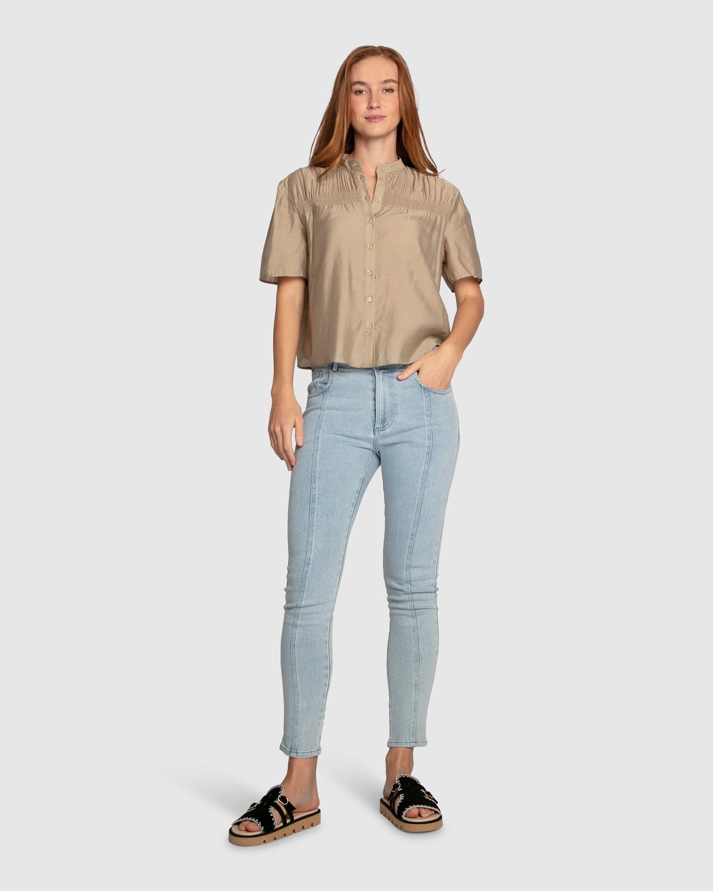 Honeylace Short Sleeve Blouse - Marigold