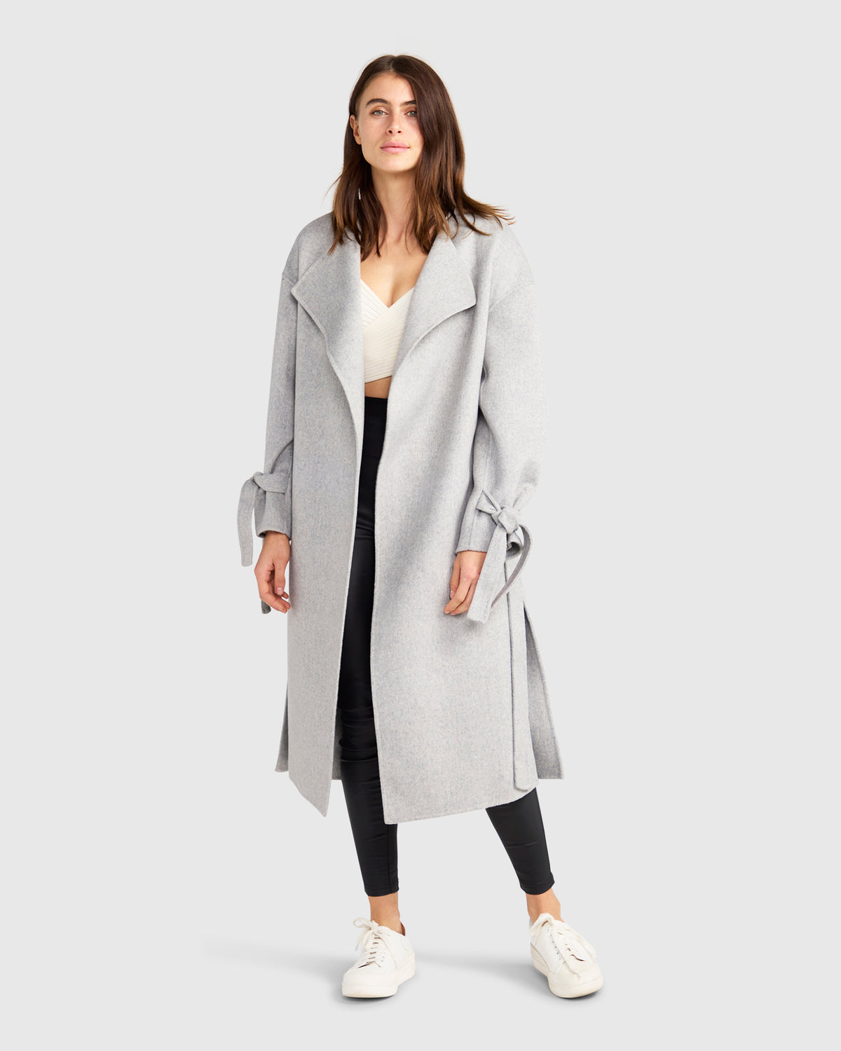 Head Over Heels Wool Blend Collarless Robe Coat Marle