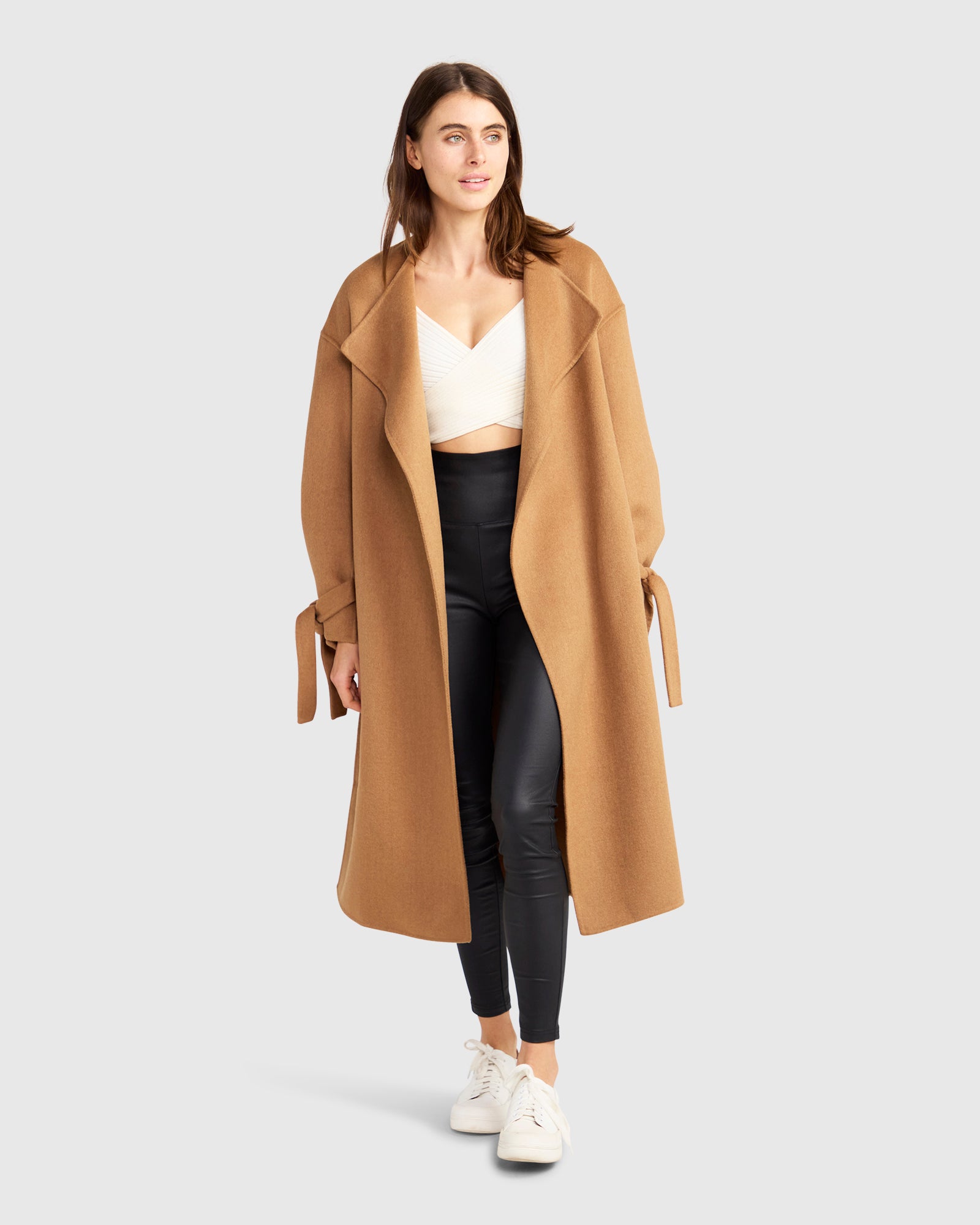 Head Over Heels Wool Blend Collarless Robe Coat - Camel – Belle & Bloom